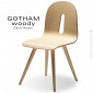 Chaise design GOTHAM WOODY-S, piétement bois massif de Frêne conique, assise coque multiplis de bois, vernis ou peint.|Chaise|100chaises
