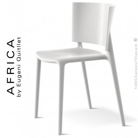 Chaise laquée d'extérieur ou terrasse AFRICA, structure et assise coque plastique brillante - Lot de 4 pièces.|Chaise|100chaises
