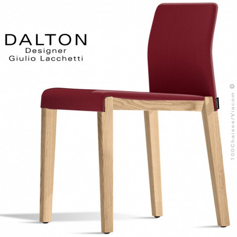Chaise design DALTON, piétement bois de Frêne massif vernis, assise et dossier garnis de mousse, habillage tissu tissé.|Chaise|100chaises
