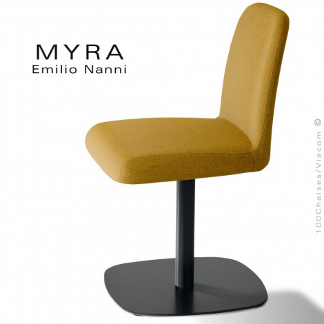 Chaise confort design MYRA, assise et dossier garnis de mousse, habillage tissu, colonne centrale acier peint pivotante.|Chaise|100chaises