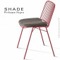 Chaise design d'extérieur SHADE, structure 4 pieds, assise et dossier rond d'acier finition peinture, assise avec coussin.|Chaise|100chaises