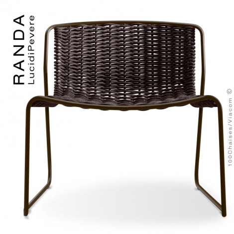 Chaise lounge RANDA, structure acier peint, assise et dossier tressage corde unie.|Chaise|100chaises