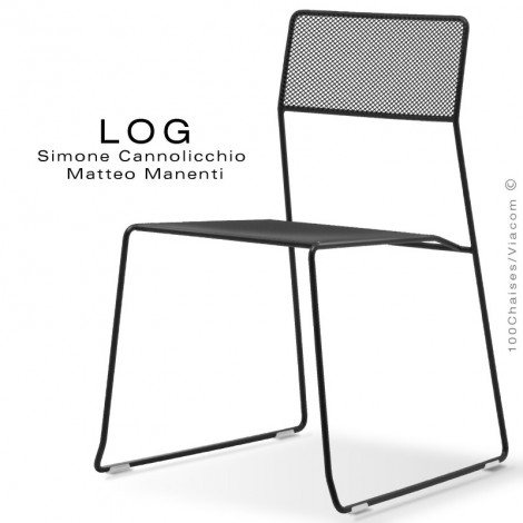 Chaise design LOG, structure en acier peint, assise et dossier en treillis métallique couleur.|Chaise|100chaises Chaise design LOG, structure en acier peint, assise et dossier en treillis métallique couleur.|Chaise|100chaises