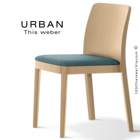 Chaise URBAN, structure bois de frêne, peint ou teinté, assise garnie habillage tissu.|Chaise|100chaises