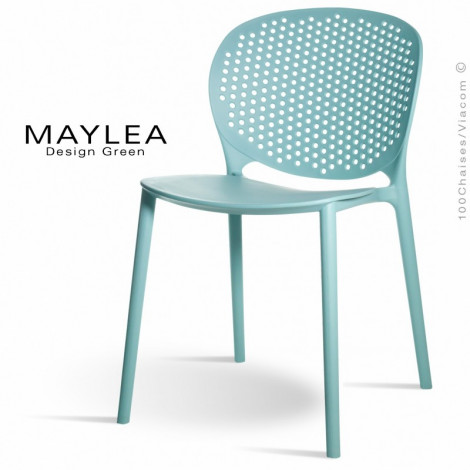Chaise plastique design MAYLEA, idéale pour les terrasses et jardins, structure plastique bleu clair - Lot de 4 pièces.|Chaise|100chaises