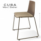Chaise design CUBA, piétement luge acier peint, coque plastique couleur, assise garnie habillage tissu.|Chaise|100chaises