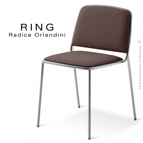 Chaise confort CHR design RING, assise et dossier garnis de mousse, habillage tissu tissé, piétement acier chromé brillant.|Chaise|100chaises