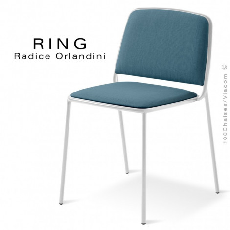 Chaise confort design RING, pour cuisine ou CHR, assise et dossier garnis de mousse, habillage tissu, piétement acier peint.|Chaise|100chaises