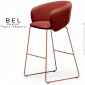 Tabouret de bar, confort et design BEL, piétement luge en rond d'acier peint, assise et dossier habillage tissu bouclé bicolore.|Tabouret|100chaises