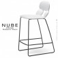 Tabouret de cuisine design NUBE, piétement luge acier peint avec repose pieds, assise coque plastique souple couleur.|Tabouret|100chaises