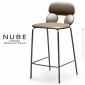 Tabouret de cuisine design NUBE, piétement acier peint avec repose pieds, assise coque plastique souple couleur.|Tabouret|100chaises