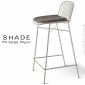 Tabouret de cuisine d'extérieur SHADE, structure 4 pieds, assise et dossier rond d'acier finition peint, assise avec coussin.|Tabouret|100chaises