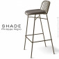 Tabouret de bar design d'extérieur SHADE, structure 4 pieds, assise et dossier rond d'acier finition peint, assise avec coussin.|Tabouret|100chaises
