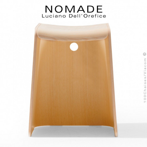Tabouret bois NOMADE, s'inspire de la culture japonaise, structure multiplis de bois, placage bois de Frêne ou chêne vernis.|Tabouret|100chaises