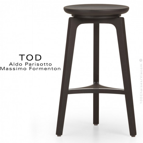 Tabouret de bar design TOD, structure bois Frêne massif, assemblé par emboîtement, finition peinture brillante pour intérieur.|Tabouret|100chaises