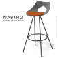 Tabouret de bar design NASTRO, assise anthracite avec coussin cuir Tomette, piétement acier peint noir mat - Lot de 2 pièces.|Tabouret|100chaises