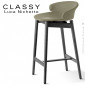 Tabouret de cuisine design confort CLASSY, piétement Frêne vernis, assise et dossier garnis de mousse, habillage tissu tissé.|Tabouret|100chaises