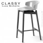 Tabouret de cuisine design CLASSY, piétement bois massif de Frêne conique vernis, assise coque plastique couleur.|Tabouret|100chaises