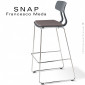 Tabouret de bar design, esprit rétro SNAP, piétement luge acier peint ou chromé, assise coque plastique couleur avec coussin.|Tabouret|100chaises