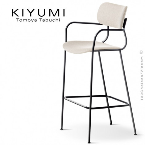 Tabouret de cuisine KIYUMI-FABRIC-ST, 4 pieds structure acier, assise et dossier habillage tissus. Lot de 4 pièces.|Tabouret|100chaises