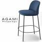 Tabouret confort de cuisine design AGAMI, assise et dossier habillage tissu tissé, piétement acier peint ou chromé brillant.|Tabouret|100chaises