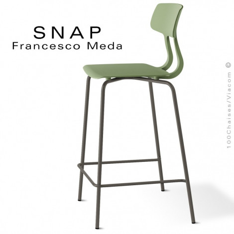 Tabouret de cuisine design, esprit rétro SNAP, piétement acier peint ou chromé, assise plastique couleur - Lot de 4 pièces.|Tabouret|100chaises