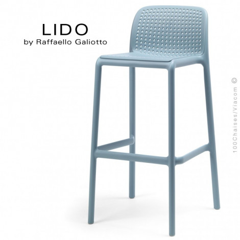 Tabouret de bar design LIDO, 4 pieds avec repose pieds et demi dossier en plastique couleur pour extérieur - Lot de 4 pièces.|Tabouret|100chaises