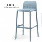 Tabouret de bar design LIDO, 4 pieds avec repose pieds et demi dossier en plastique couleur pour extérieur - Lot de 4 pièces.|Tabouret|100chaises