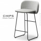 Tabouret confort de cuisine design CHIPS-65, piétement luge acier peint noir, assise, dossier habillage tissu feutre 100% laine.|Tabouret|100chaises