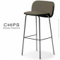 Tabouret de bar confort design CHIPS-80, piétement acier peint, laiton, cuivré, assise et dossier habillage cuir synthétique.|Tabouret|100chaises