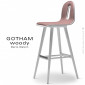 Tabouret de bar design GOTHAM WOODY-SG-80-I, piétement bois de Frêne conique, assise multiplis de bois habillage tissu.|Tabouret|100chaises