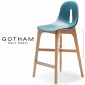 Tabouret de cuisine design GOTHAM-W-SG-65, piétement bois massif de hêtre, vernis ou peint, assise coque plastique couleur.|Tabouret|100chaises