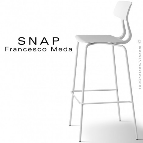 Tabouret de bar design, esprit rétro SNAP, piétement acier peint, assise coque plastique couleur - Lot de 4 pièces.|Tabouret|100chaises