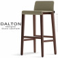 Tabouret de bar design DALTON, piétement bois massif de Frêne vernis, assise et dossier garnis de mousse, habillage tissu tissé.|Tabouret|100chaises