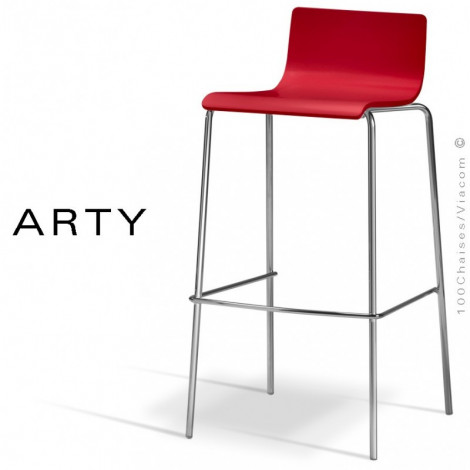 Tabouret de bar ARTY, pour café, hôtel, restaurant, assise multiplis bois peint, structure acier peint ou chromé brillant.|Tabouret|100chaises