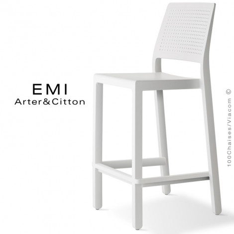 Tabouret de cuisine avec dossier EMI, pour extérieur, terrasse et jardin, structure plastique couleur avec repose-pieds.|Tabouret|100chaises Tabouret de cuisine avec dossier EMI, pour extérieur, terrasse et jardin, structure plastique couleur avec repose-pieds.|Tabouret|100chaises