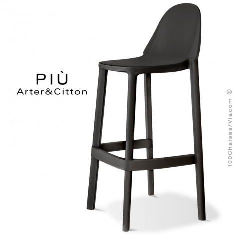 Tabouret de bar PIÙ, pour extérieur, terrasse et jardin, structure plastique couleur avec dossier et repose-pieds, empilable.|Tabouret|100chaises Tabouret de bar PIÙ, pour extérieur, terrasse et jardin, structure plastique couleur avec dossier et repose-pieds, empilable.|Tabouret|100chaises