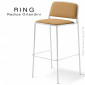 Tabouret de bar confort design RING, assise et dossier garnis de mousse, habillage tissu tissé, piétement acier peint.|Tabouret|100chaises