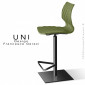 Tabouret de cuisine UNI, assise pivotante coque effet matelassé couleur, pied colonne centrale peint ou chromé brillant.|Tabouret|100chaises