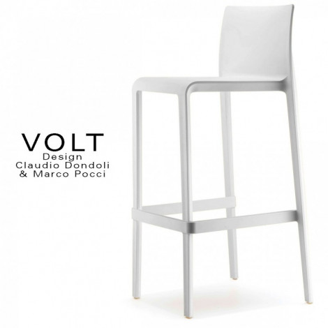Tabouret de bar plastique VOLT, structure plastique polypropylène de couleur avec repose pieds et dossier - Lot de 2 pièces.|Tabouret|100chaises