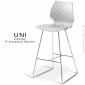 Tabouret de bar UNI, assise coque plastique effet matelassé de couleur, piétement luge acier peint ou chromé.|Tabouret|100chaises