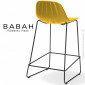 Tabouret de cuisine design BABAH, pieds luge acier peint ou chromé brillant, assise coque plastique couleur, dossier nervuré.|Tabouret|100chaises