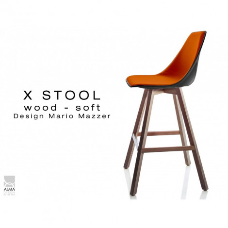 Tabouret de cuisine X-STOOL Wood Soft 69 - pied boisvernis noyer, assise garnie coque blanche ou noir - Lot de 2 pièces|Tabouret|100chaises Tabouret de cuisine X-STOOL Wood Soft 69 - pied boisvernis noyer, assise garnie coque blanche ou noir - Lot de 2 pièces|Tabouret|100chaises