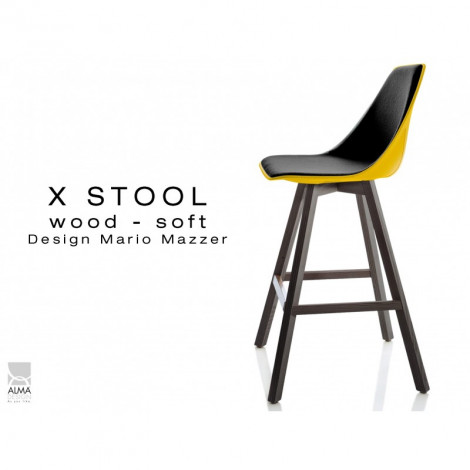 Tabouret de cuisine X-STOOL Wood Soft 69 - pied bois gris fer, assise coque garnie habillage tissu - Lot de 2 pièces|Tabouret|100chaises Tabouret de cuisine X-STOOL Wood Soft 69 - pied bois gris fer, assise coque garnie habillage tissu - Lot de 2 pièces|Tabouret|100chaises