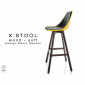 Tabouret de bar design X-STOOL Wood Soft 75 - pied bois gris fer, assise coque garnie habillage tissu - Lot de 2 pièces|Tabouret|100chaises Tabouret de bar design X-STOOL Wood Soft 75 - pied bois gris fer, assise coque garnie habillage tissu - Lot de 2 pièces|Tabouret|100chaises