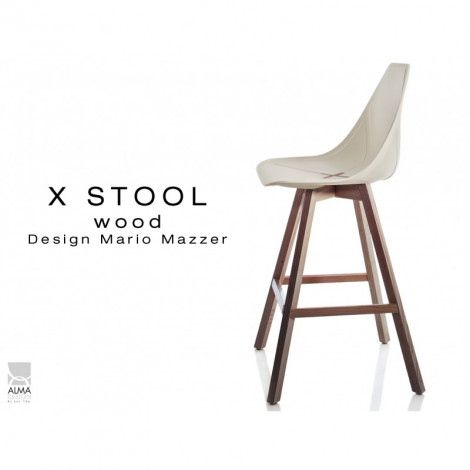 Tabouret X-STOOL Wood 69 - piétement bois noyer assise coque couleur|Tabouret|100chaises Tabouret X-STOOL Wood 69 - piétement bois noyer assise coque couleur|Tabouret|100chaises