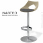 Tabouret de bar design NASTRO, assise fixe coque plastique couleur avec coussin, piétement colonne centrale chromé brillant.|Tabouret|100chaises