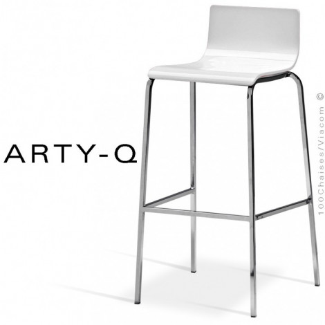 Tabouret de bar design ARTY-Q, pour C.H.R., ou collectivités, assise multiplis de bois peint, structure acier peint ou chromé.|Tabouret|100chaises