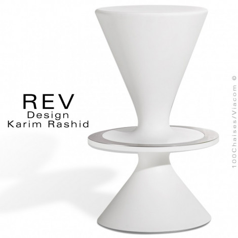 Tabouret design REV, structure conique double cônes plastique avec repose pieds anneau en inox, pour extérieur, bord de mer.|Tabouret|100chaises Tabouret design REV, structure conique double cônes plastique avec repose pieds anneau en inox, pour extérieur, bord de mer.|Tabouret|100chaises