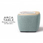 Pouf, repose-pieds ARCA ou petite table d'appoint, bout de canapé, habillage 100% laine, plateau bois.|Tabouret|100chaises
